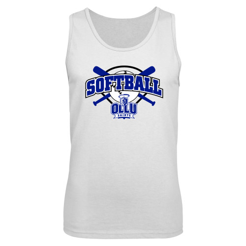Our Lady of the Lake White Tank Top - Softball Crossed Bats Design