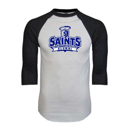  White/Black Raglan Baseball T Shirt - Alumni