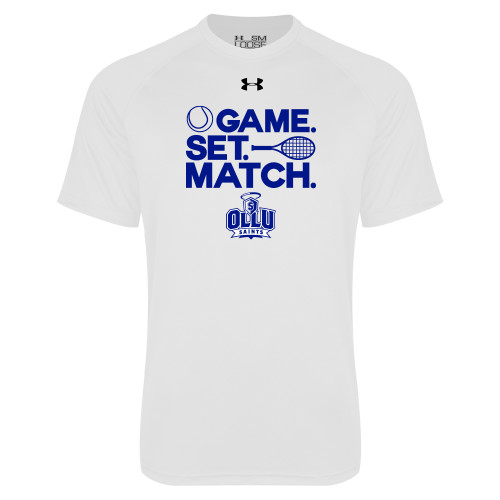 Under Armour White Tech Tee - Game. Set. Match. Tennis Design