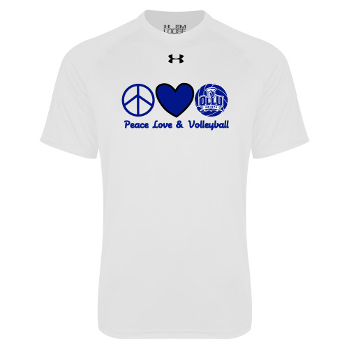  Under Armour White Tech Tee - Peace Love and Volleyball Design