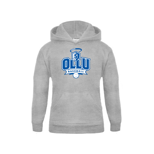  Youth Grey Fleece Hood - Baseball