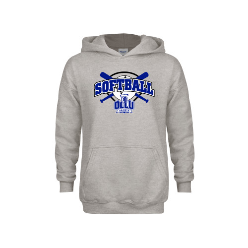 Our Lady of the Lake Youth Grey Fleece Hood - Softball Crossed Bats Design
