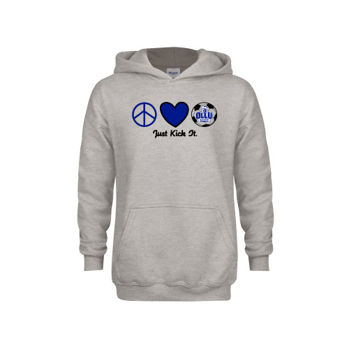 Our Lady of the Lake Youth Grey Fleece Hood - Just Kick It Soccer Design