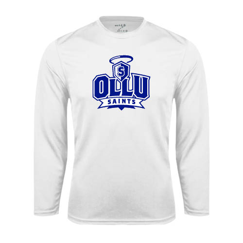  White Performance Long Sleeve Shirt - OLLU Saints