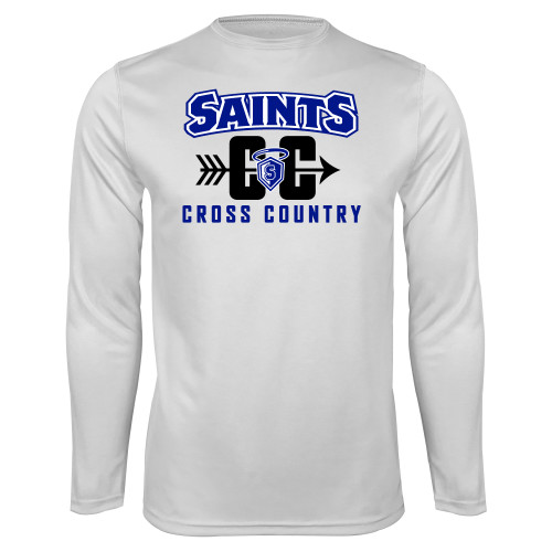  White Performance Long Sleeve Shirt - Cross Country Design