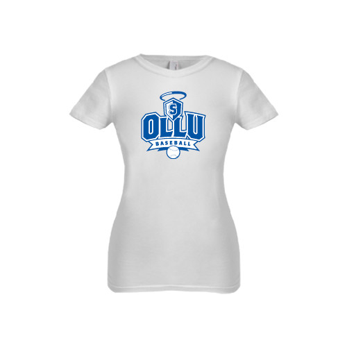  Next Level Girls White Fashion Fit T Shirt - Baseball