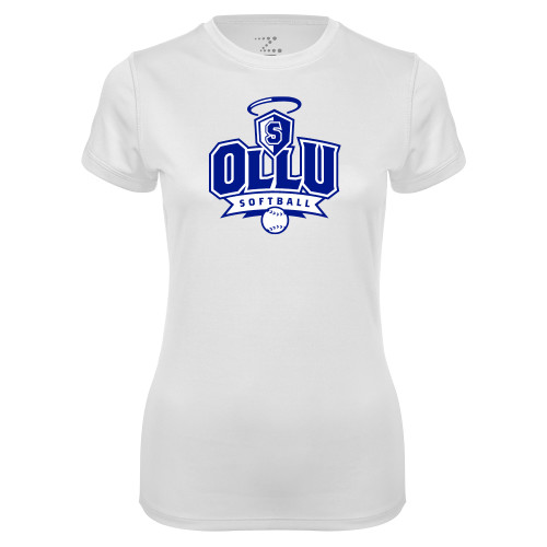 Our Lady of the Lake Womens White Performance Tee - Softball