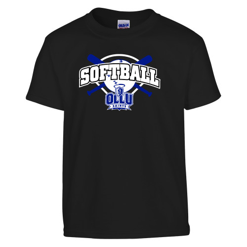 Our Lady of the Lake Youth Black T Shirt - Softball Crossed Bats Design