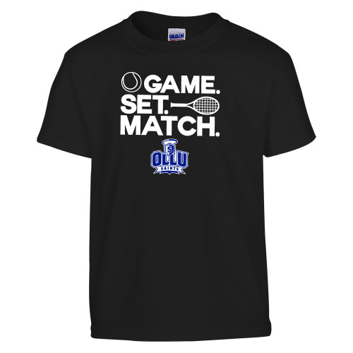 Our Lady of the Lake Youth Black T Shirt - Game. Set. Match. Tennis Design