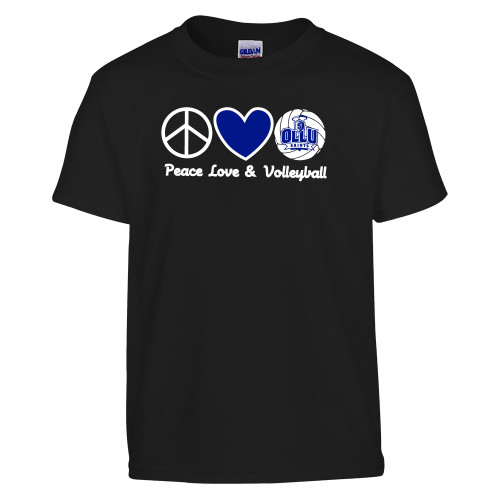 Our Lady of the Lake Youth Black T Shirt - Peace Love and Volleyball Design