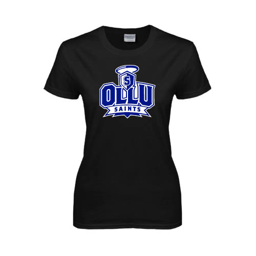  Womens Black Short Sleeve Tee - OLLU Saints