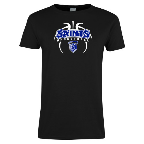 Our Lady of the Lake Womens Black Short Sleeve Tee - Basketball in Ball