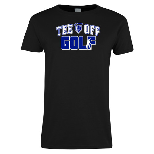 Our Lady of the Lake Womens Black Short Sleeve Tee - Tee Off Golf Design