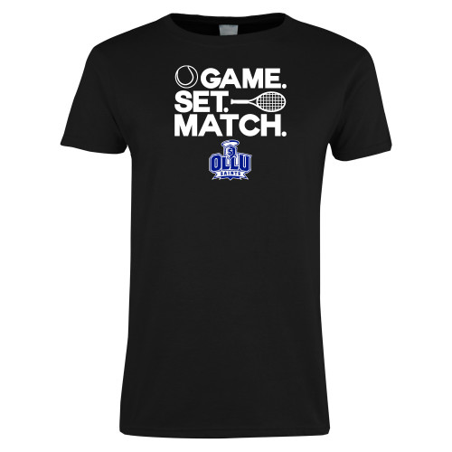 Our Lady of the Lake Womens Black Short Sleeve Tee - Game. Set. Match. Tennis Design