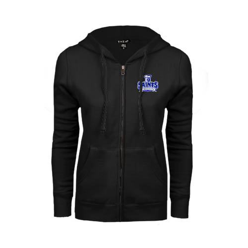  ENZA Womens Black Fleece Full Zip Hoodie - Our Lady of the Lake University Athletics - Offical Logo