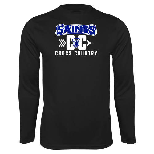 Our Lady of the Lake Black Performance Long Sleeve Shirt - Cross Country Design