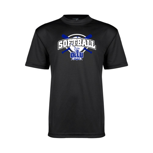 Our Lady of the Lake Youth Performance Black Tee - Softball Crossed Bats Design