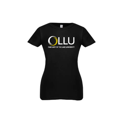  Next Level Girls Black Fashion Fit T Shirt - OLLU Our Lady of the Lake University Stacked