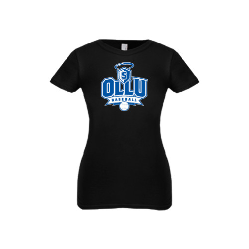  Next Level Girls Black Fashion Fit T Shirt - Baseball
