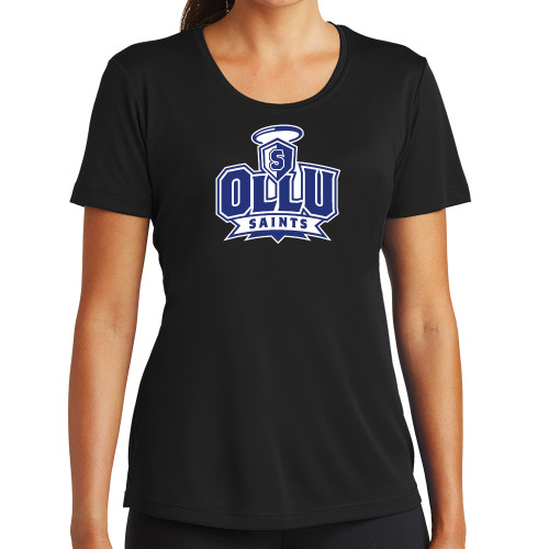  Womens Black Performance Tee - OLLU Saints