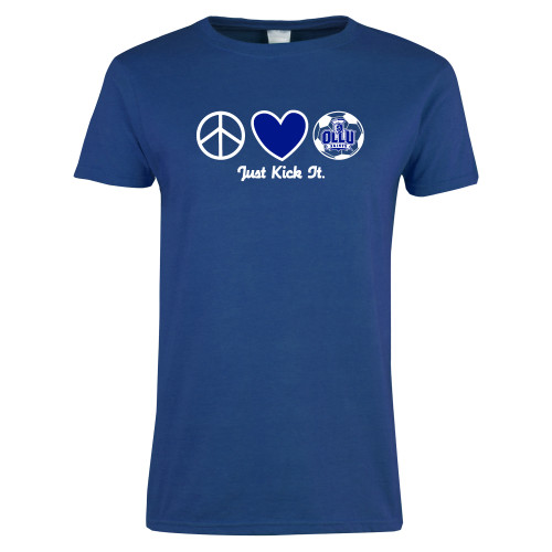 Womens Royal Short Sleeve Tee - Just Kick It Soccer Design