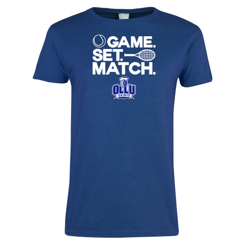  Womens Royal Short Sleeve Tee - Game. Set. Match. Tennis Design