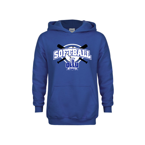  Youth Royal Fleece Hoodie - Softball Crossed Bats Design