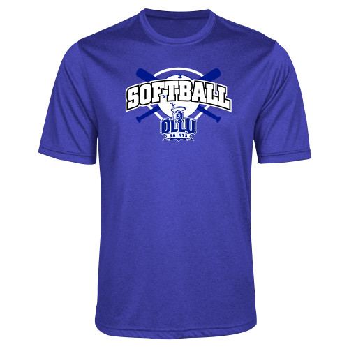 Our Lady of the Lake Royal Heather Performance Contender Tee - Softball Crossed Bats Design