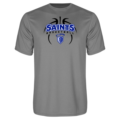 Our Lady of the Lake Grey Concrete Performance Tee - Basketball in Ball