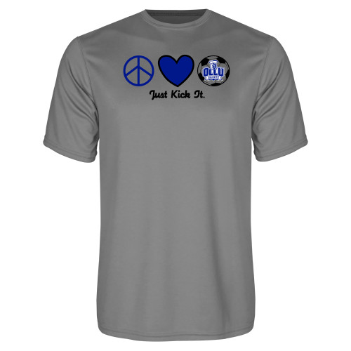 Our Lady of the Lake Grey Concrete Performance Tee - Just Kick It Soccer Design