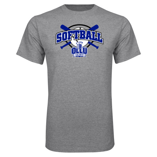 Our Lady of the Lake Grey T Shirt - Softball Crossed Bats Design