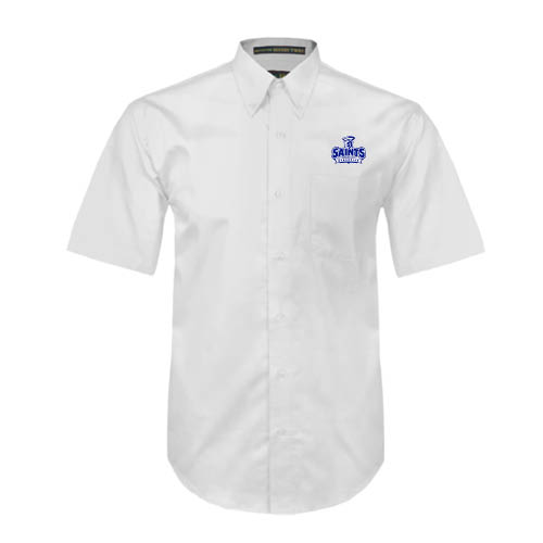  White Twill Button Down Short Sleeve - Our Lady of the Lake University Athletics - Offical Logo