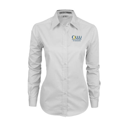  Womens White Twill Button Down Long Sleeve - The Woodlands