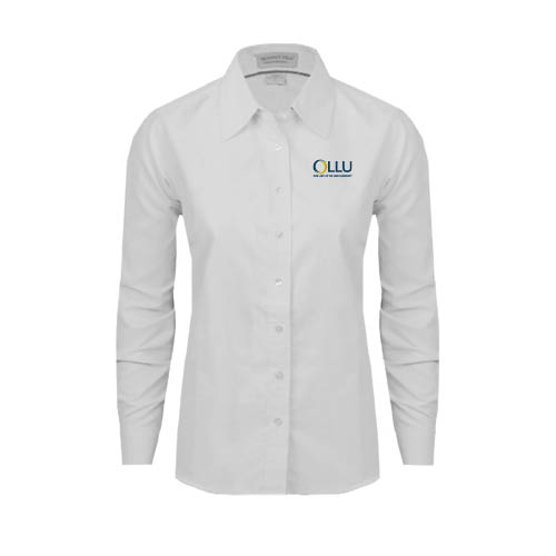  Womens White Oxford Shirt - OLLU Our Lady of the Lake University Stacked