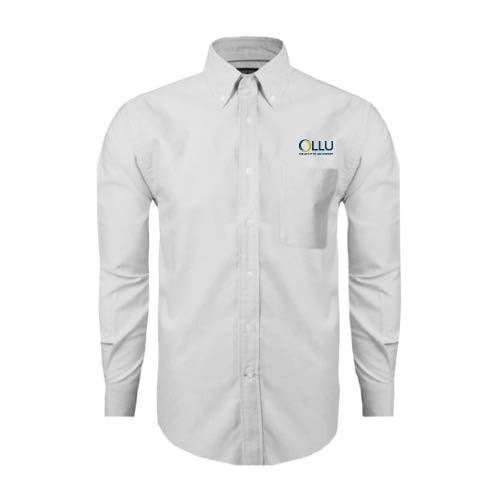  White Oxford Long Sleeve Shirt - OLLU Our Lady of the Lake University Stacked