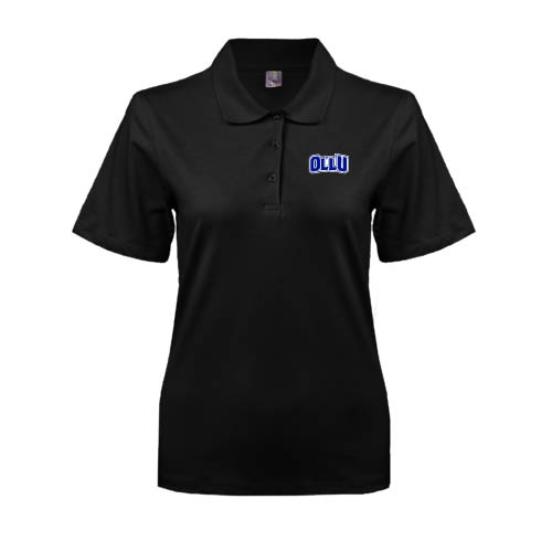  Womens Silk Touch Black Pique Polo - OLLU