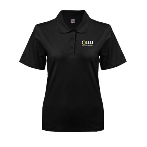  Womens Silk Touch Black Pique Polo - OLLU Our Lady of the Lake University Stacked