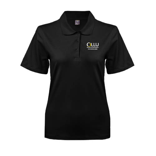  Womens Silk Touch Black Pique Polo - The Woodlands