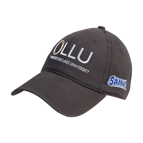  Charcoal Unstructured Adjustable Low Profile Hat - OLLU Our Lady of the Lake University Stacked