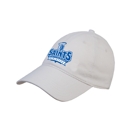  White Unstructured Adjustable Low Profile Hat - Our Lady of the Lake University Athletics - Offical Logo