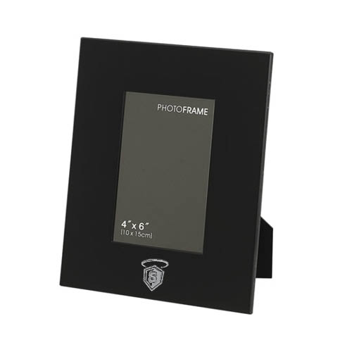  Black Metal 4 x 6 Photo Frame - S in Shield w/ Halo Engraved