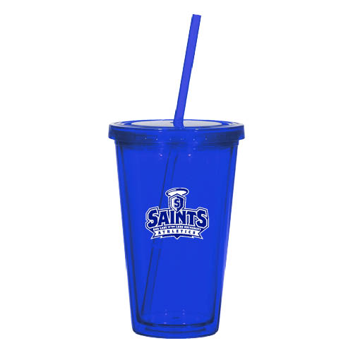 Madison Double Wall Blue Tumbler w/Straw 16oz - Our Lady of the Lake University Athletics - Offical Logo