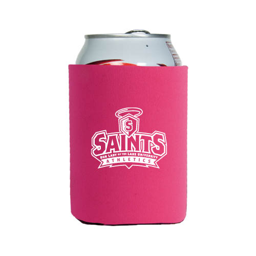  Neoprene Hot Pink Can Holder - Our Lady of the Lake University Athletics - Offical Logo