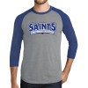 Thumbnail image for  Grey/Royal Heather Triblend Baseball Raglan Tee