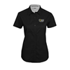 Thumbnail image for  Womens Black Twill Button Up Short Sleeve