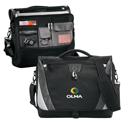 OLMA Black/Grey Slope Computer Messenger Bag