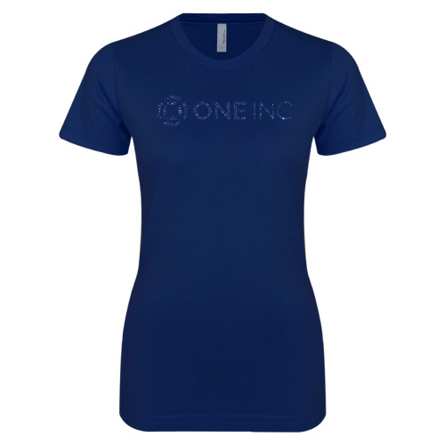  Next Level Womens Navy Boyfriend Tee - H Dark Blue Glitter