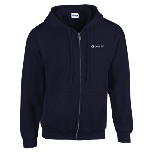  Navy Fleece Full Zip Hoodie - ONE INC