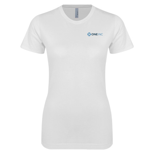 Next Level Womens White Boyfriend Tee - ONE INC