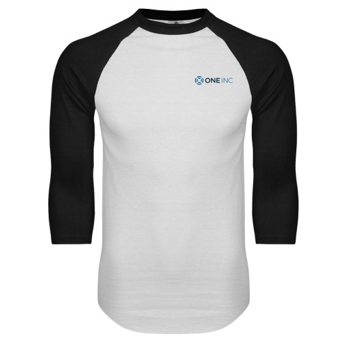  White/Black Raglan Baseball T Shirt - ONE INC